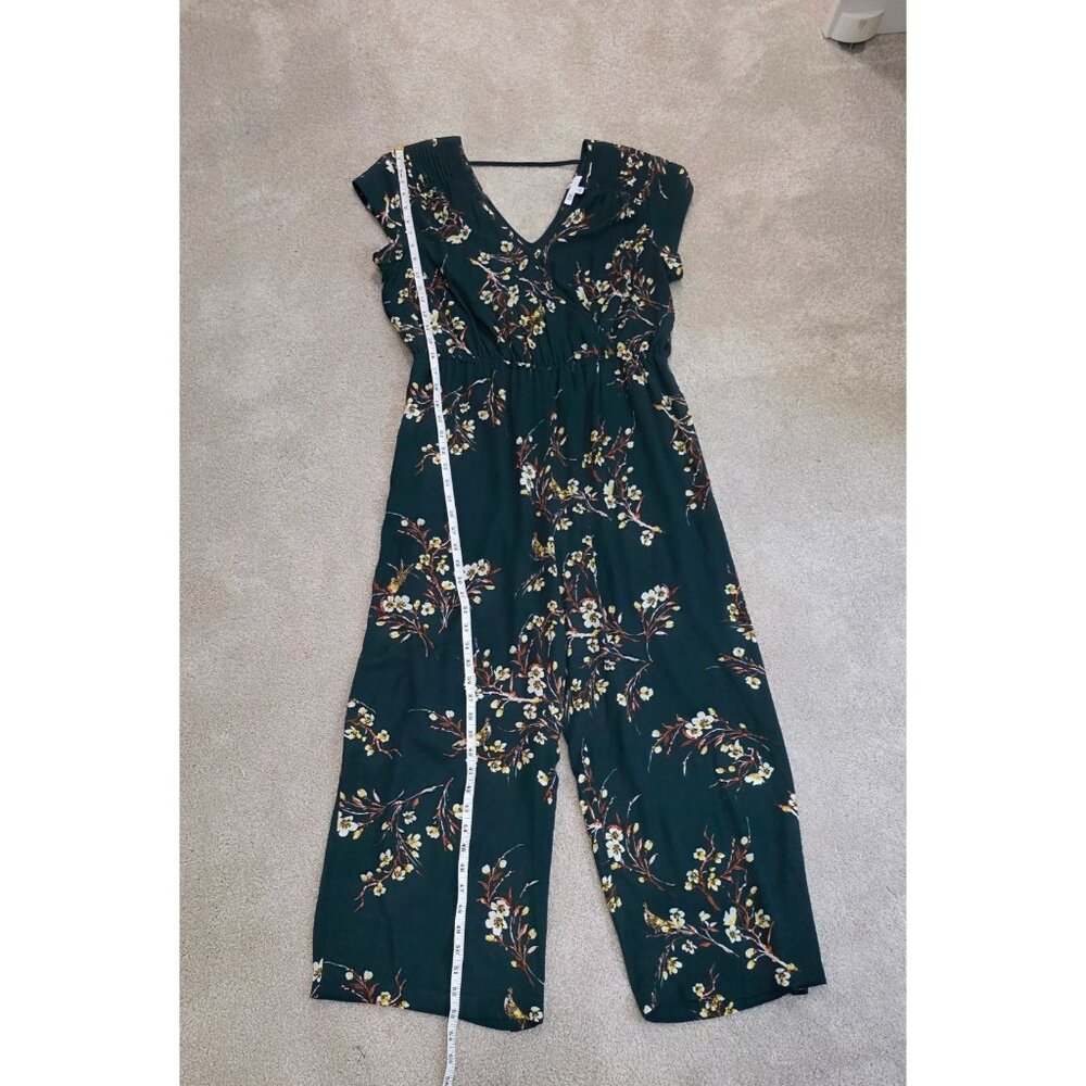 Womens Floral V-Neck Sleeveless Jumpsuit With Elastic Waist